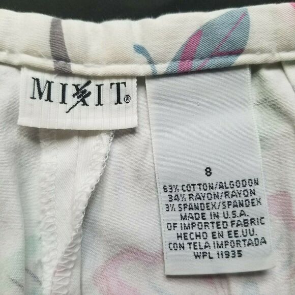 Vintage MIXIT Minimal Floral Print Linen Capri - Size 8 - Picture 3 of 4